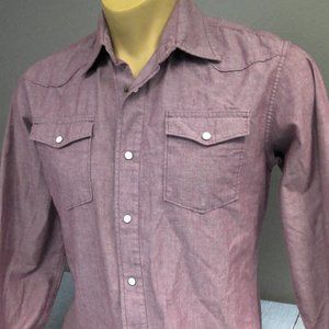 Wrangler Western RED Pearl Snap Shirt Long Sleeve Men's Medium